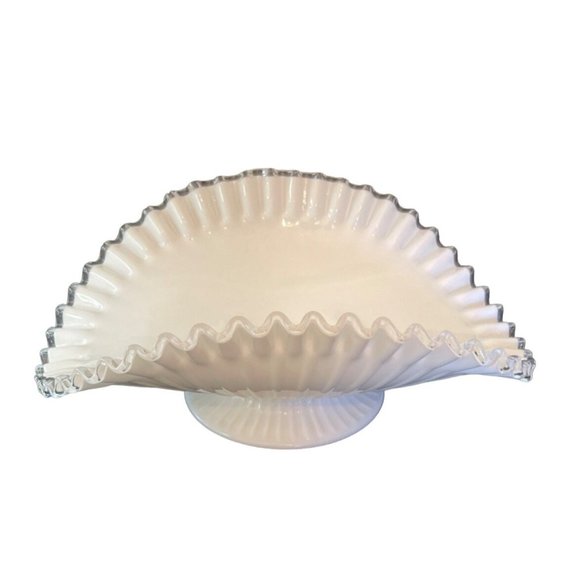 Fenton Silver Crest Banana Fruit Bowl Footed Pedestal 12" x 5" Vintage 1950's - Picture 12 of 14